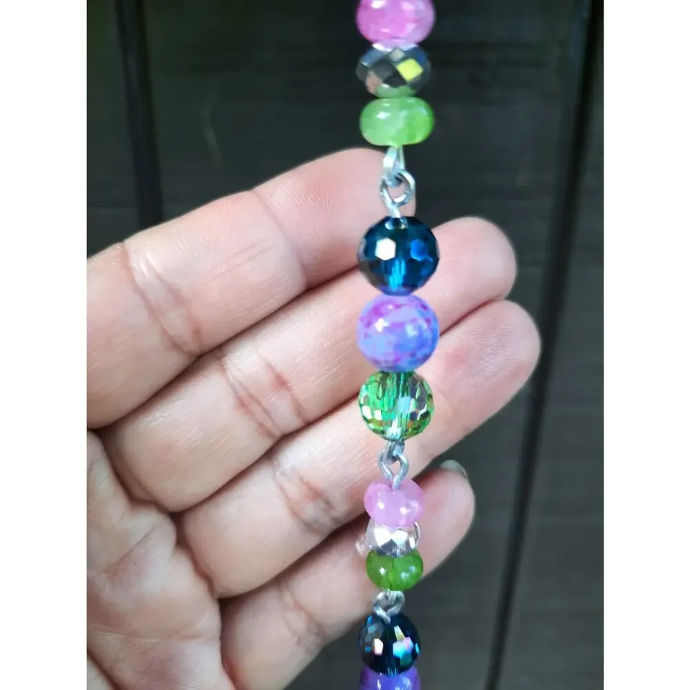 Artisan Ceramic Heart Beaded Suncatcher JOY Vibrant Crystals Diffuser Floral NEW